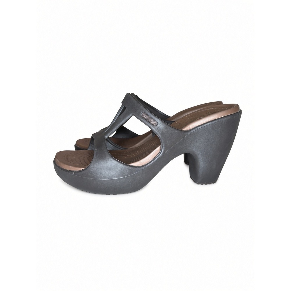 Crocs Cyprus IV Espresso Bronze Strappy Platform Heel Sandals Womens Size 6